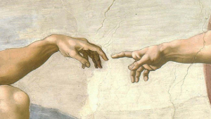 Michealangelo Creation of Adam fingers touching